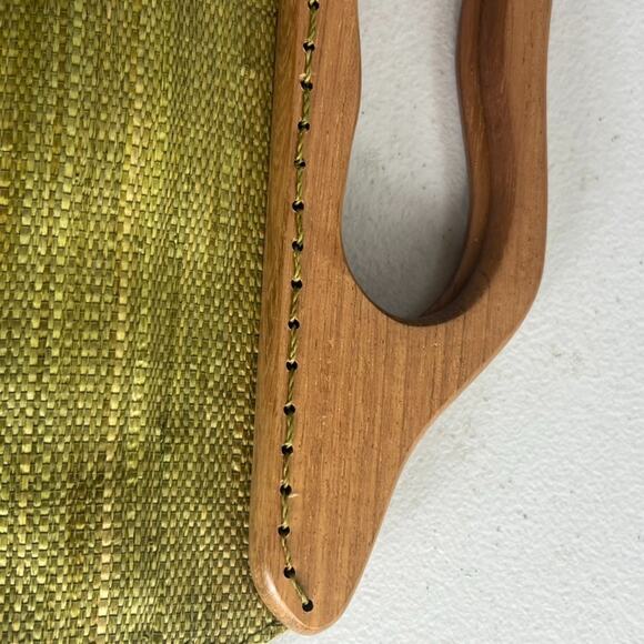 Mad Imports Handmade Clutch 10" Isadora Green Raffia Cotton Tree Silhouette - Picture 8 of 9